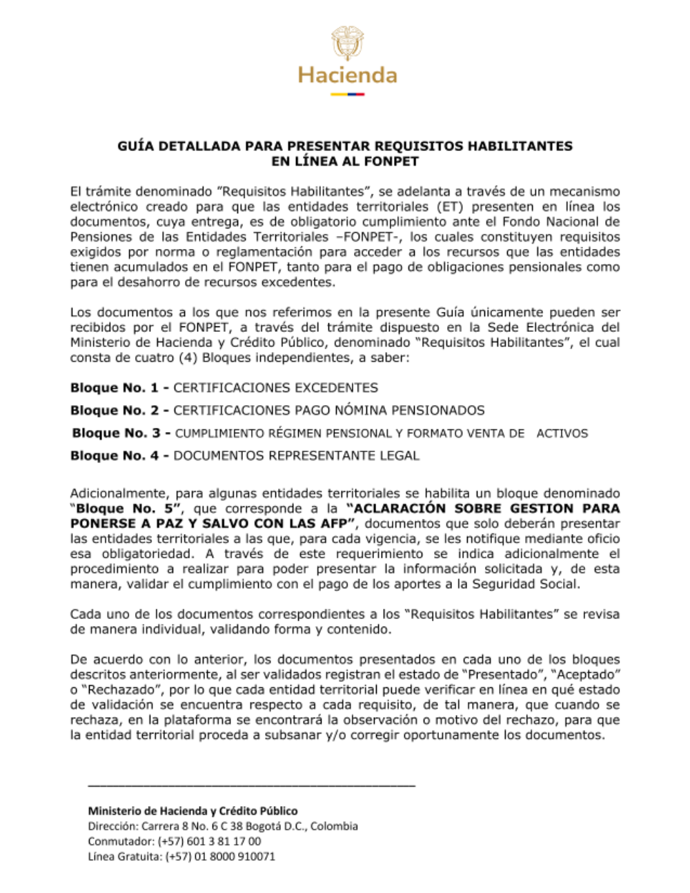 04 - Guía Detallada para presentar Requisitos Habilitantes en Línea al FONPET