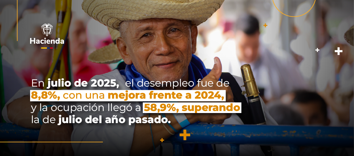 Desempleo en Colombia bajó a 8,8% en julio 2025