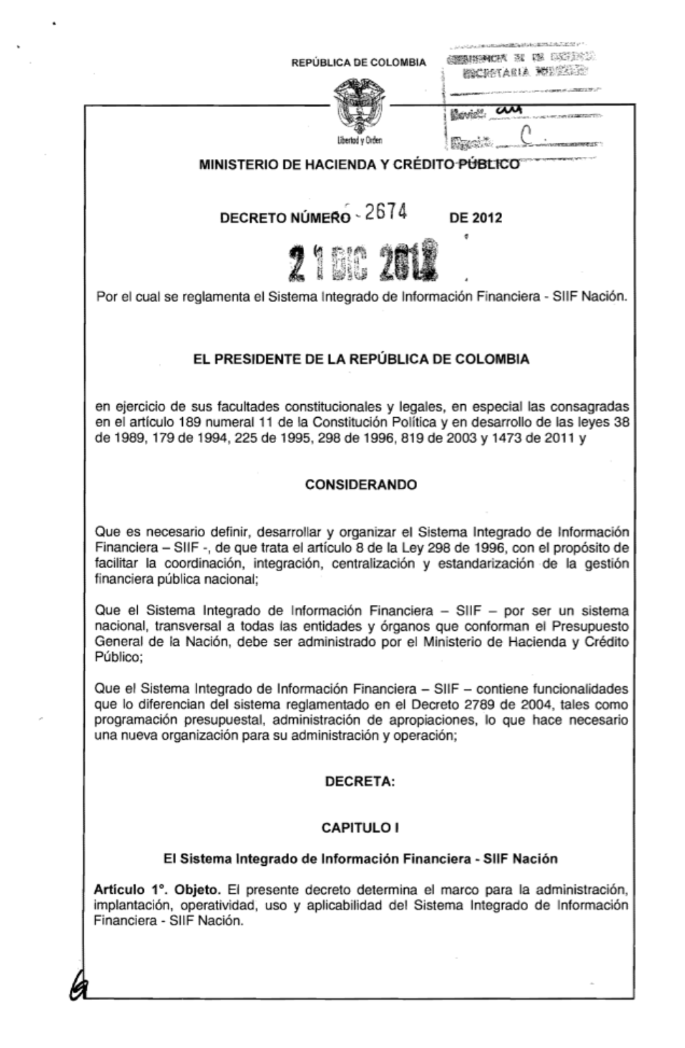 Reglamentario SIIF Nación
