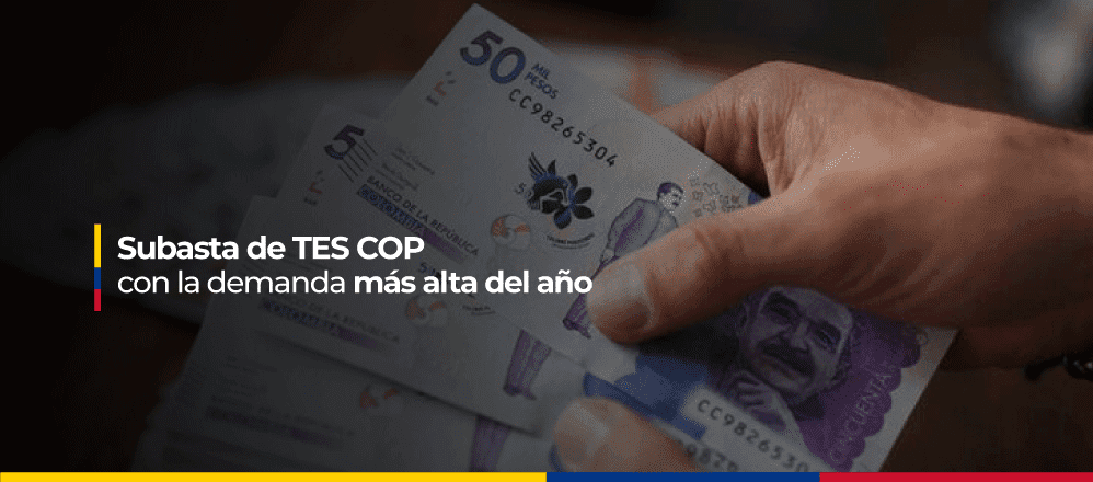 Imagen de billetes de 50 mil pesos colombianos 